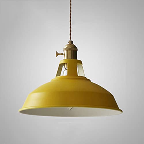 Mengjay Retro Industrielle Pendelleuchte,Vintage Hängeleuchte Breite Lampe Kronleuchter aus Eisen Hängelampe, E27 Lampenfassung Deckenleuchte für Küchen Keller Wohnzimmer flur. (Gelb) von Mengjay