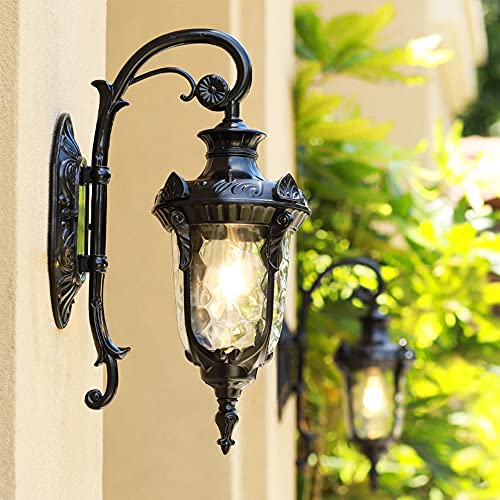 Mengjay Retro Wandlampe-Antike Außenwandleuchte E27 Gartenlampe Retro Antike Wandleuchte mit Glaslampe Abdeckung Outdoor Lampe Wasserdichte Tür Balkon Villa Außenlampe-Antike Farbe. (D) von Mengjay