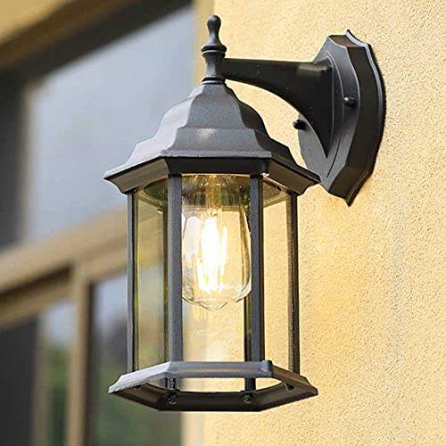 Mengjay Retro Wandlampe-Antike Außenwandleuchte E27 Gartenlampe Retro Antike Wandleuchte mit Glaslampe Abdeckung Outdoor Lampe Wasserdichte Tür Balkon Villa Außenlampe-Antike Farbe. (E) von Mengjay