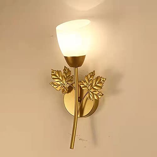 Mengjay Retro Wandleuchte，Wandleuchte Landhausstil Gold Metall Glasschirm Blumen 1 Flammig E27 x 60W 230V，Geeignet für Schlafzimmer mit Schlafzimmer Dachboden. (Single lamp holder) von Mengjay