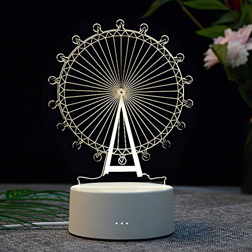 Mengjay Riesenrad 3D Lampe, Deko Licht, Kinder Geschenk, Nachtlicht für Geburtstagsgeschenk oder Wohnaccessoires, LED 7 Jährige Mädchen Geschenk von Mengjay