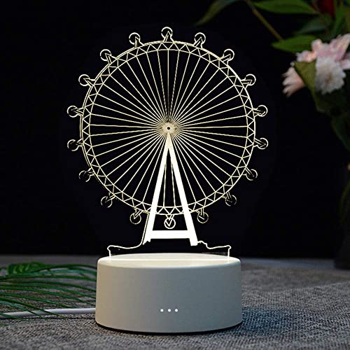 Mengjay Riesenrad 3D Lampe, Riesenrad Deko Licht, Riesenrad Kinder Geschenk, 3D Riesenrad Nachtlicht,für Geburtstagsgeschenk oder Wohnaccessoires 3D Riesenrad Led Riesenrad 7 Jährige Mädchen Geschenk von Mengjay