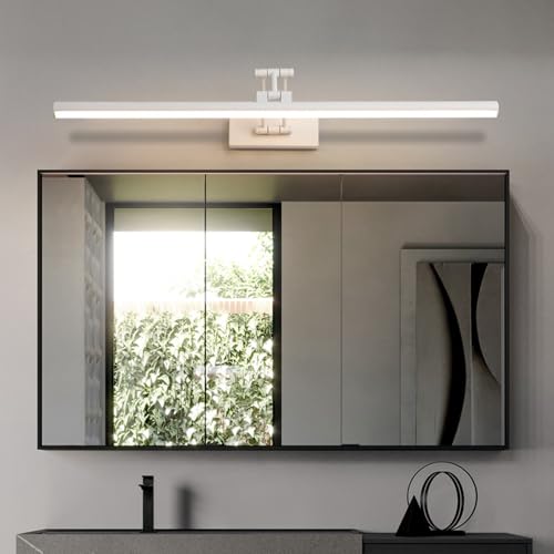 Mengjay Spiegelleuchte Bad LED Wandleuchte,Rotation Spiegellampe Badezimmer Lampe Spiegel,Wandlampe Innen LED Moderne Für Wohnzimmer Schlafzimmer Küche Bad (Weiß, 60cm) von Mengjay