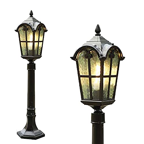 Mengjay Stehlampe Außenleuchte,Vintage Gartenlampe,Spalte-Lampe Rasenleuchte Außen Wasserdichte Glas Spalte Lampe Garten Landschaft Pole Lights Outdoor Leuchten E27 Dekoration Straßenlaterne (G) von Mengjay