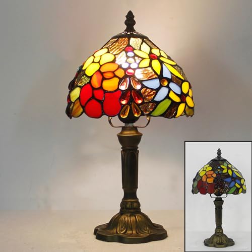 Mengjay Style Tischlampe, VintageTischlampe Handcraft Glasmalerei Lampenschirm Tischlampen für Schlafzimmer Nachttischlampe Arbeitszimmer Office von Mengjay
