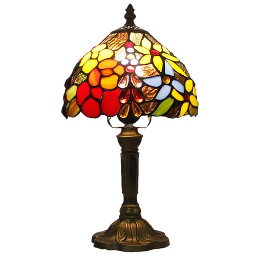 Mengjay Retro Style Tischlampe,Nachttischlampe Handcraft Glasmalerei Lampenschirm Tischleuchte,Schlafzimmer Deko Schlafzimmer Tischlampen Nachtlampe (Keine Glühbirne) (A) von Mengjay