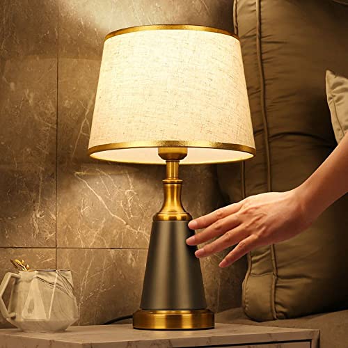 Mengjay Tischlampe Lampenschirm aus Stoff E27 Kristall Tischleuchte Nachttischlampen Wohnzimmer Study Tischlampe ohne Leuchtmittel von Mengjay