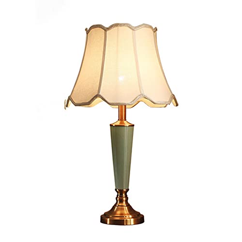 Mengjay Tischlampe Vintage Keramik, Schlafzimmer Nachttischlampe Plissee Lampenschirm Gemalt grün Porzellan Lampe Körper Chinesische Schreibtischlampe, Wohnzimmer/Arbeitszimmer/Esszimmer (B) von Mengjay