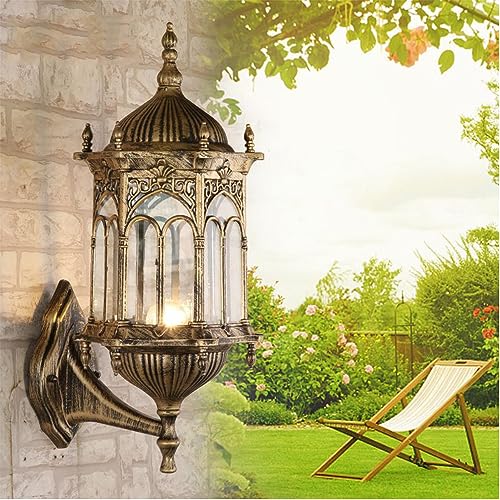 Mengjay Vintage Außen-Wandleuchte Wasserdichter IP23 Außenleuchte,aus Aluminium Glas-Schirm Wandlampe Gartenlampe, Rustikal Außen Terrasse Garten E27 Außenwandleuchte (A) von Mengjay