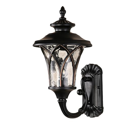 Mengjay Vintage Außen-Wandleuchte Wasserdichter IP23 Außenleuchte,aus Aluminium Glas-Schirm Wandlampe Gartenlampe, Rustikal Außen Terrasse Garten E27 Außenwandleuchte (C) von Mengjay