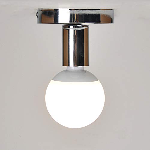 Mengjay Vintage Deckenleuchten, Retro E27 Lampenfassung Leuchtmittel Metall Lampenschirm Deckenlampe Semi-Flush Mount Pendelleuchte (Silber) von Mengjay