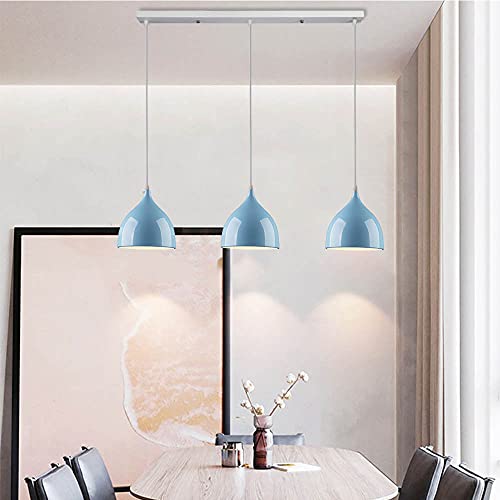 Mengjay Vintage Deckenleuchten Retro E27 Lampenfassung Leuchtmittel Metall Aluminium Lampenschirm Deckenlampe Semi-Flush Mount Pendelleuchte Hängeleuchte Restaurant Esszimmer Wohnzimmer (Blau, C) von Mengjay