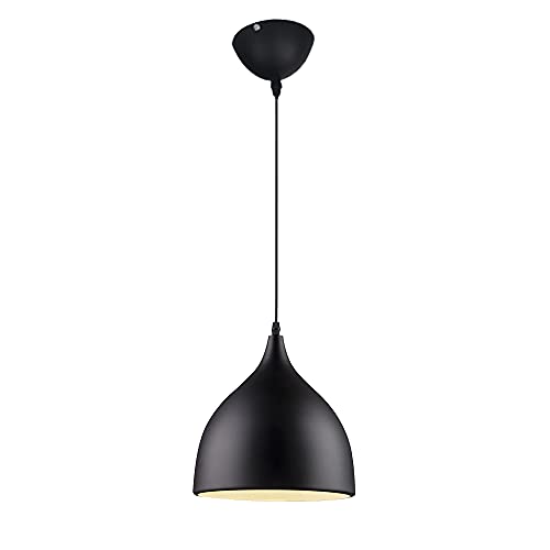 Mengjay Vintage Deckenleuchten Retro E27 Lampenfassung Leuchtmittel Metall Aluminium Lampenschirm Deckenlampe Semi-Flush Mount Pendelleuchte Hängeleuchte Restaurant Esszimmer Wohnzimmer (Schwarz, A) von Mengjay