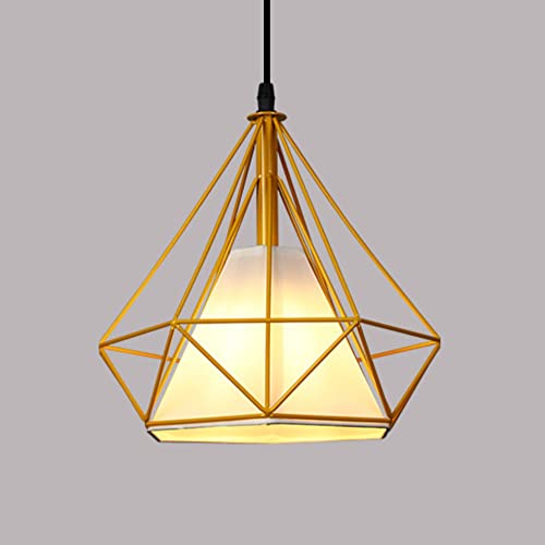 Mengjay Vintage Pendelleuchte Retro Hängelampe Drahtlampe,E27 Industrial Design Diamant Hängeleuchte, Metall Draht Käfig Lampenschirm Pendellampe Schlafzimmer Küche Restaurant Esszimmer Wohnzimmer von Mengjay