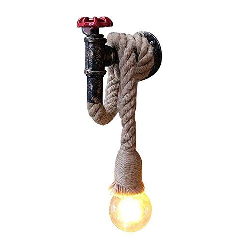 Mengjay Vintage Retro Wandlampe Amerikanische Seil industrial lampe Eisen Rohr groß Seil Wand Lampe Loft Restaurant Korridor Wohnzimmer Balkon Gänge Wandleuchten （Keine Lichtquelle） von Mengjay