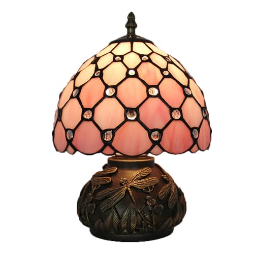 Mengjay Vintage Tischlampe Handcraft Glasmalerei Lampenschirm,Kleine Nachttischlampe,E27 Fassung Vintage Tischleuchte Wohnzimmer Retro Schreibtischlampe für Schlafzimmer (A) von Mengjay