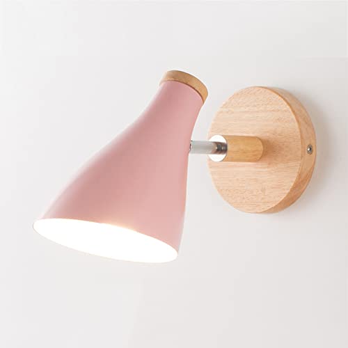Mengjay Wandlampe E27 Lampentyp Wohnzimmer Schlafzimmer Stecker Wandleuchte Macaron Einstellbar Nachttischlampe(Rosa) von Mengjay
