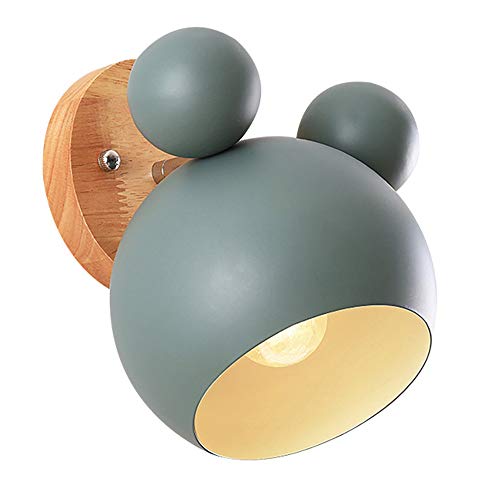 Mengjay-Wandlampe Kinder Nachttischlampe Schlafzimmer Kinderzimmer Wandleuchte Innen Wandleuchten Eisen Holz Wandlampen Verstellbar Küche Wandbeleuchtung E27 Deko Decke Leuchte Flur Lampe (Grün) von Mengjay