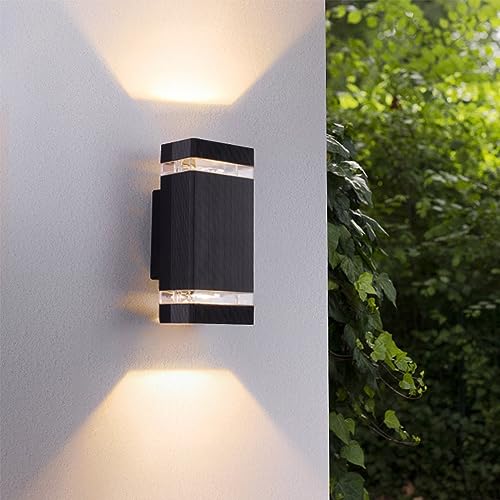 Mengjay Wandleuchte, Wandlampe, Aussenbeleuchtung Hauswand,Außenlampe Außenleuchte Wand GU10,Wasserdichte Außenbeleuchtung Außenwandleuchte Terrassenbeleuchtung, Balkon Lampe (Schwarz) von Mengjay