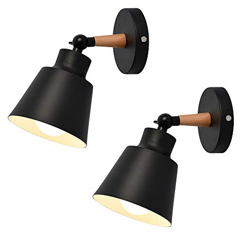 Mengjay Wandleuchte Vintage Verstellbar Metall Wandlampe Antik Wandlampe Rustikal für Landhaus Schlafzimmer Wohnzimmer Esstisch(Ohne Glühbirne),Schwarz,2 Stück von Mengjay