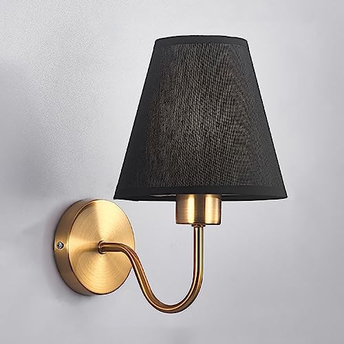 Minimalistische Nachttischlampe Wandlampe Innen, E27 Sockel Wand Sonce Fixture,Tuch Schatten Messing Überzug,Dekorativ für Küche,Wohnzimmer,Korridor Treppen,220V(KEINE Birne) (B) von Mengjay