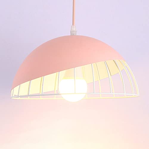 Modernes Deckenhalbkreis mit Metall-Schirm Pendelleuchte Hängeleuchte Vintage Hängelampen Hängeleuchte Pendelleuchten Loft-Pendelleuchte im Landstil (Weiß) (Rosa) von Mengjay