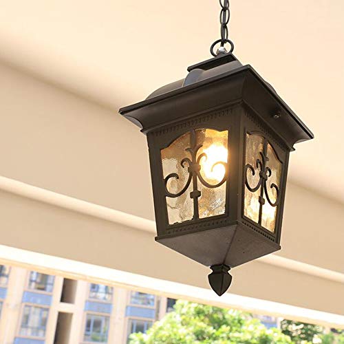 Retro Außen Hängelleuchte Rund Rot Bronze Pendellampe Wasserdichter IP23 E27 Höhenverstellbar Hängelampe Aluminium/Glas Garten Villa Flur Grape Rack Balkon Dekorative Pendelleuchte 16 * 34cm (B) von Mengjay