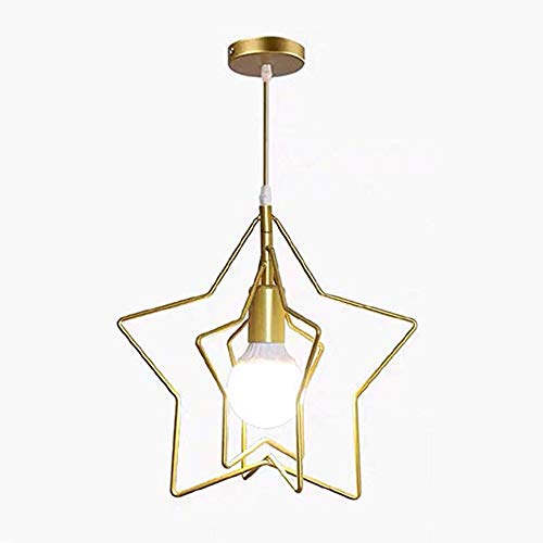 Vintage Industrie Beleuchtung Metall Loft Pendelleuchte Retro Deckenleuchte Retro Lampe Shade für E27 Hängelampe Wohnzimmer Esszimmer Restaurant usw.(Schwarz) (Golden (fünfzackiger Stern)) von Mengjay