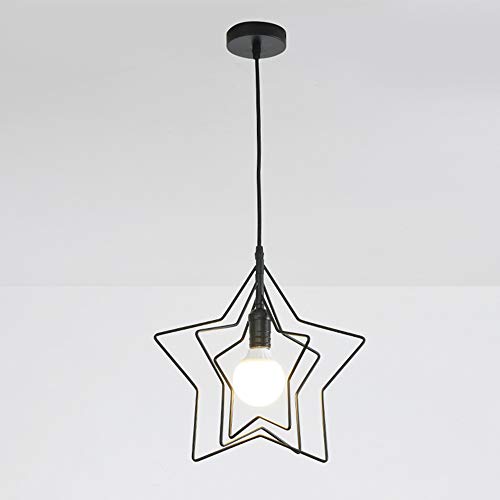 Vintage Industrie Beleuchtung Metall Loft Pendelleuchte Retro Deckenleuchte Retro Lampe Shade für E27 Hängelampe Wohnzimmer Esszimmer Restaurant usw.(Schwarz) (Schwarz (fünfzackiger Stern)) von Mengjay