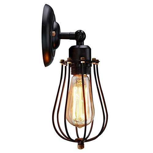 Vintage Industrie Wandleuchte E27 Wandlampe Innen Retro Gitter Wandbeleuchtung Industrial Loft Metall Schwarz Leuchten für Wohnzimmer Schlafzimmer Küche Esszimmer Flur Treppenhaus Bar Hotel von Mengjay