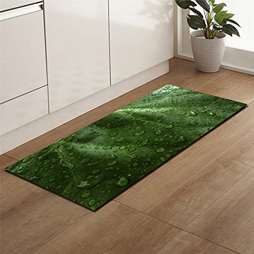 Mengjie Modern Küchenläufer Grüne Wassertröpfchen mit 7 mm Dicke Küchenmatten Schlafzimmer Teppich Anti-Müdigkeit Fußmatten,60x180CM von Mengjie