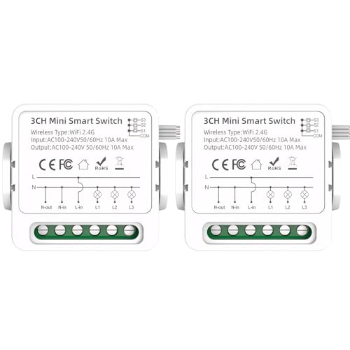Mengshen 2 Pack Smart Relay Switch 3 Kanal Heimautomatisierung Drahtlose Fernbedienung mit Tuya App Smart Life APP Kompatibel mit Alexa Google Home Kein Hub erforderlich Mengshen 2 Pack Smart Relay Switch 3 Kanal Heimautomatisierung Drahtlose Fernbedienung mit Tuya App Smart Life APP Kompatibel mit Alexa Google Home Kein Hub erforderlich von Mengshen