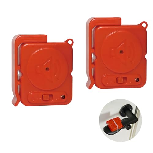 Mengshen 2er-Pack Türknopfalarm, kleine Größe 120 dB lautes Türfenster öffnen Vibrationssensor Erkennung Warnung Sirene Diebstahlschutz für Home Apartment Travel (Rot) von Mengshen