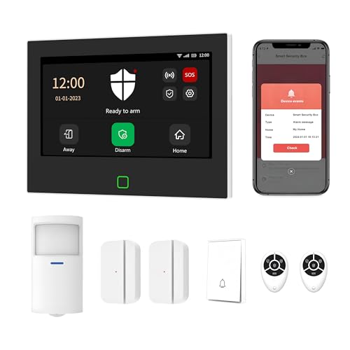 Mengshen 4G WiFi-Alarmsystem, DIY Smart Kit enthalten 7" großen Touchscreen-Bewegungsmelder Türöffnungssensor Türklingel Fernbedienung mit Telefon App-Warnung für Haus Wohnung Mengshen 4G WiFi-Alarmsystem, DIY Smart Kit enthalten 7" großen Touchscreen-Bewegungsmelder Türöffnungssensor Türklingel Fernbedienung mit Telefon App-Warnung für Haus Wohnung von Mengshen