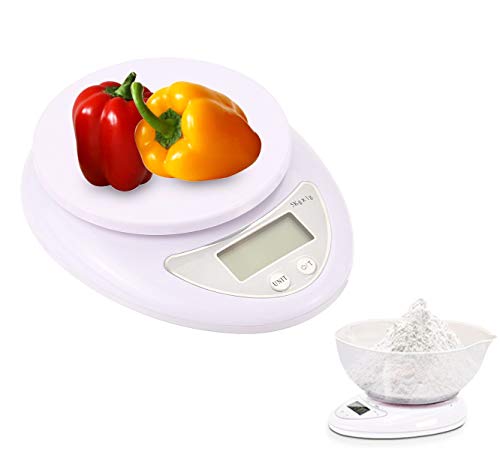 Mengshen Digitale Küchenwaage Lebensmittel 5 kg (11 lb / 1 g) Tragbare Gramm-Waage Ultra Slim Weigh Snacks Liquids Foods für Diät Gewichtsverlust Programme & Nutrition Control von Mengshen