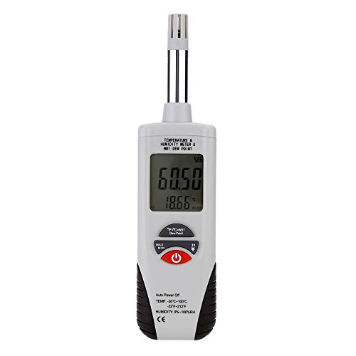 Mengshen LCD Digitales Psychrometer - Temperatur und Feuchtigkeitsmesser Relative Feuchtemessung Wetterstation Barometer Mit Datenaufnahme, Ruecklicht, Max/Min - M350 von Mengshen