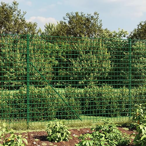 Mengtu Maschendrahtzaun mit Bodenhülsen Gitterzaun Zaun Maschendraht Drahtzaun Gartenzaun Metall Zaunelemente Maschendraht Zaunset Gartenzaun Grün 1,6x10 m Garten Möbel von Mengtu