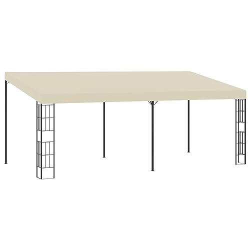 Mengtu Wand-Pavillon mit Dach UV Schutz Anbaupavillon Sonnenschutz Pergola Gartenpavillon Gartenzelt Partyzelt Terrassendach Überdachung 3x6 m Cremeweiß Stoff Garten Möbel von Mengtu