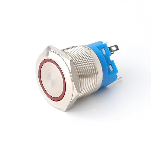 Menibeuty Verriegelung Druckschalter, 2pcs Taster Taster 12v Rastender Drucktaster Edelstahl Metall Drucktaster Push Button Hupenknopf Türklingel Für Pkw, Lkw, Schiffen, Zündsystemen, Türklingeln von Menibeuty