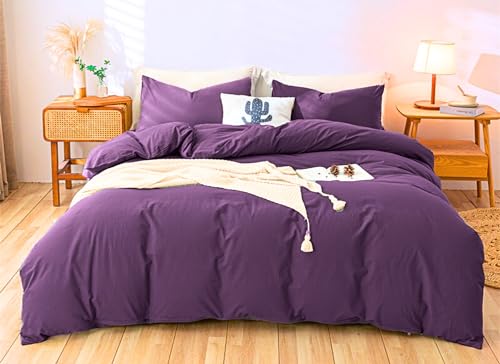 Menkala Bettwäsche 140x200 Dunkelviolett Unifarben Lila Aesthetic Bettwäsche Set 2 Teilig Bügelfrei Gebürstete Renforcé Microfaser Einfarbig Wendebettwäsche mit Reißverschluss und 1 Kissenbezug 70x90 von Menkala