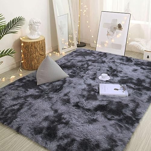 Menkala Hochflor Teppich 200x300cm Dunkelgrau Groß Modern Weich Flauschig Shaggy Teppiche Waschbarer rutschfest Langflor Fellteppich Kunstfell für Wohnzimmer Schlafzimmer Kinderzimmer Balkon von Menkala