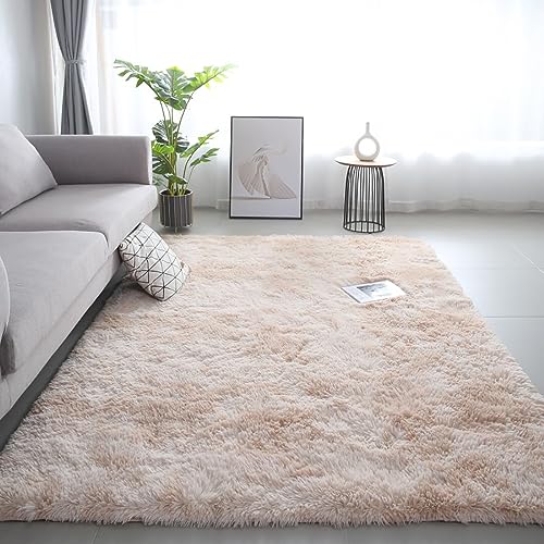 Menkala Hochflor Teppich Beige 140x200 cm Modern Weich Flauschig Shaggy Teppiche Waschbarer rutschfest Langflor Fellteppich Kunstfell Carpet für Wohnzimmer Schlafzimmer Kinderzimmer Balkon Flur von Menkala