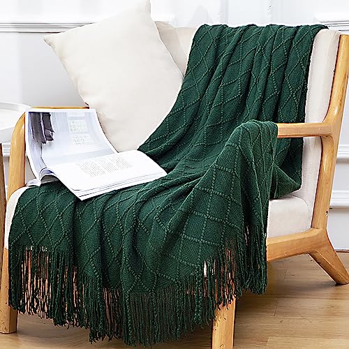 Menkala Kuscheldecke Boho Olivgrün Decke Wohndecke Gestrickt Grün Sofadecke Tagesdecke Picknickdecke Leichte Sofa Überwurfdecke Sommerdecke Couchdecke Strickdecke mit Fransen Grün Decken 127x180 cm von Menkala