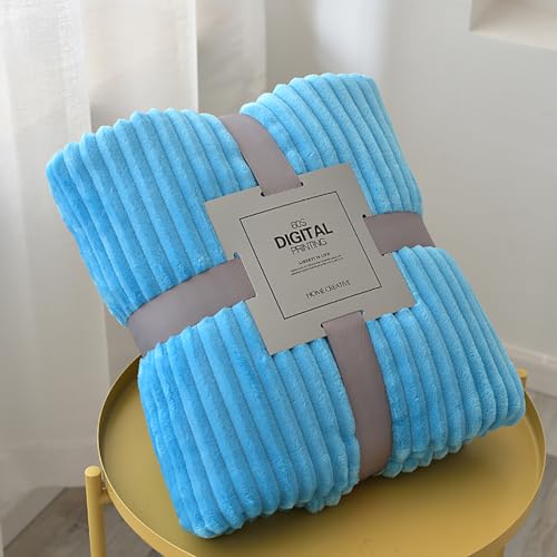 Menkala Kuscheldecke Flanell Fleecedecke Blau Uni Flauschig Decke Gestreift Tagesdecke Sofadecke Wohndecke Sofaüberwurf Blanket Couch Sofa Überwurfdecke Weich Winter Warm Einfarbig Groß 200x230cm von Menkala