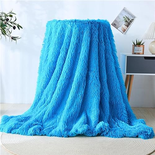 Menkala Plüsch Kuscheldecke Blau Flauschige Kunstfelldecke Weiche Felldecke Warm Plüschdecke Kuschelige Fellimitat Fleecedecke Wohndecke Fluffy Blanket üBerwurfdecke Couchdecke Tagesdecke 130x160 von Menkala