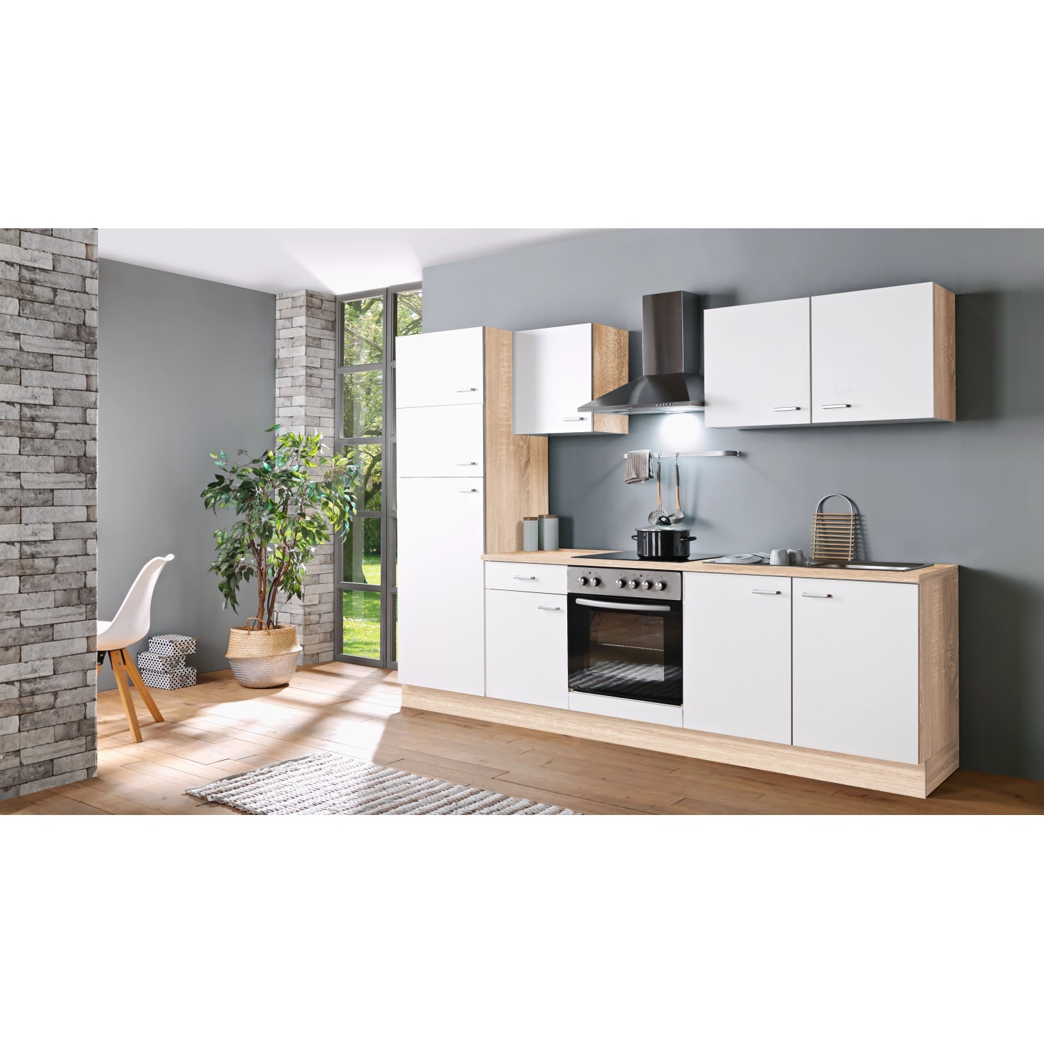 Menke Küchenzeile Classic 270 cm Weiß-Sonoma Eiche Nachbildung von Menke Classic