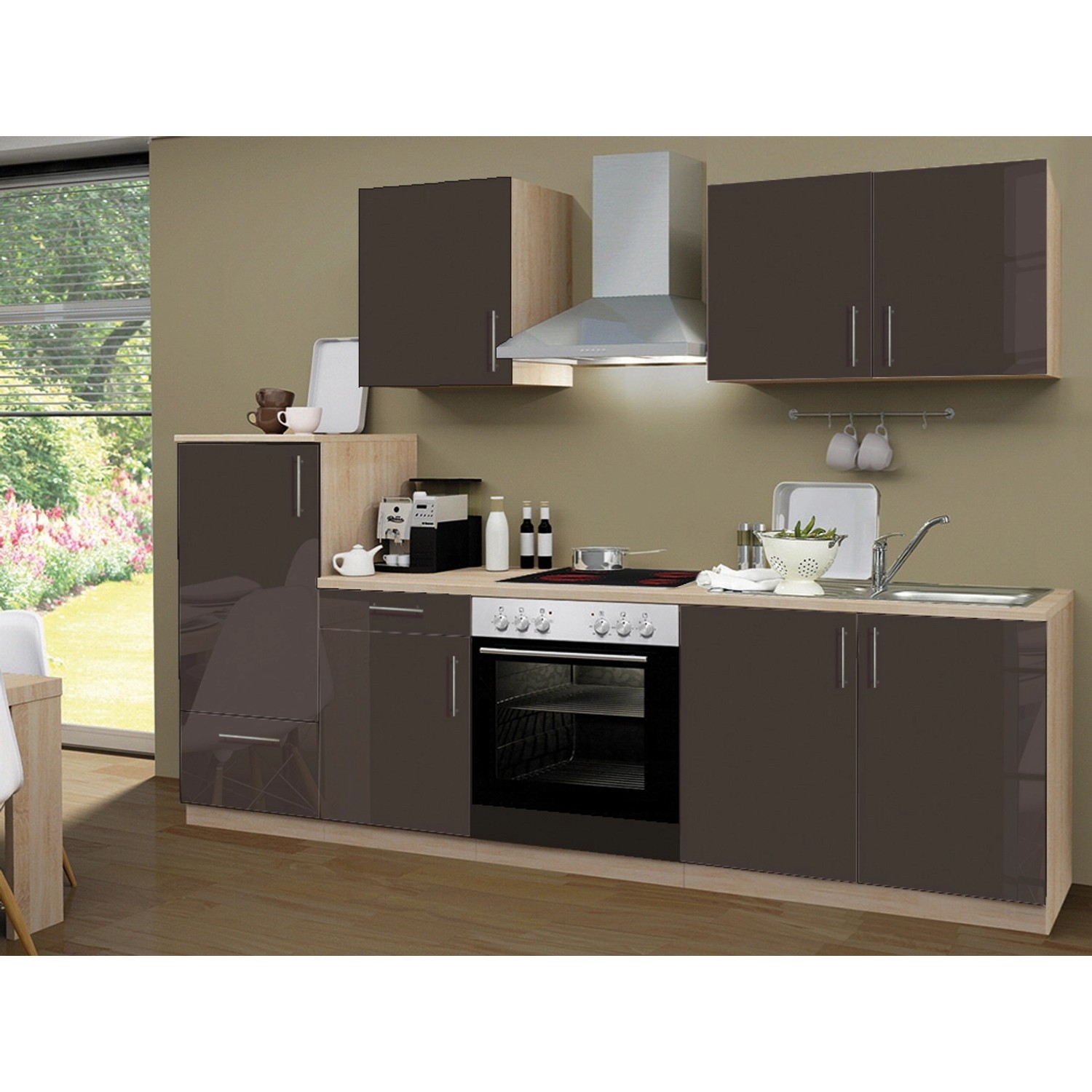Menke Küchenzeile Premium 270 cm Lava Hochglanz-Sonoma Eiche Nachbildung von Menke Premium