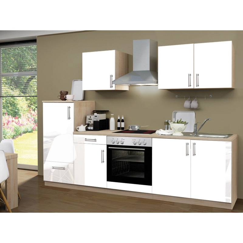 Menke Küchenzeile Premium 270 cm Weiß Hochglanz-Sonoma Eiche Nachbildung von Menke Premium