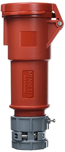MENNEKES 3970 Netzstecker mit externer Zugentlastung, IP 44 Schutz, 6 Stunden Erdung, 4 polig, 32 A Strom, 400 V, Rot von MENNEKES