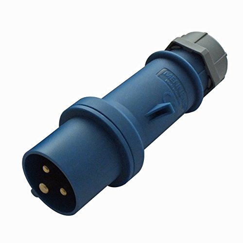 Mennekes 148 AMV-TOP-Stecker, IP44 Schutz, 6 Stunden Erdung, 3-Pol, 16 A, 230 V Blue von Mennekes